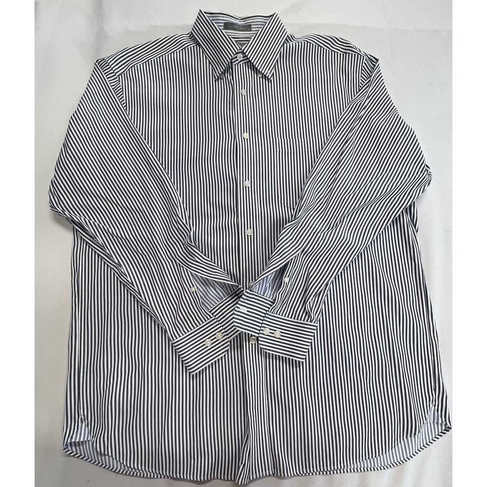 Daniel Cremieux Mens Large Blue White Striped Long Sleeve Button Down Shirt